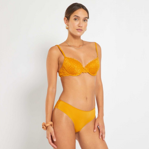 Soutien-gorge paddé dentelle - Moutarde