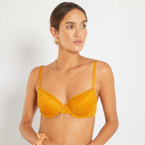 Soutien-gorge paddé dentelle - Moutarde