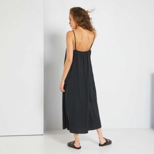 Robe midi à fines bretelles - Noir