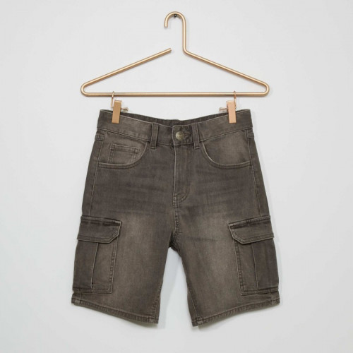 Bermuda en jean poches cargo - Gris