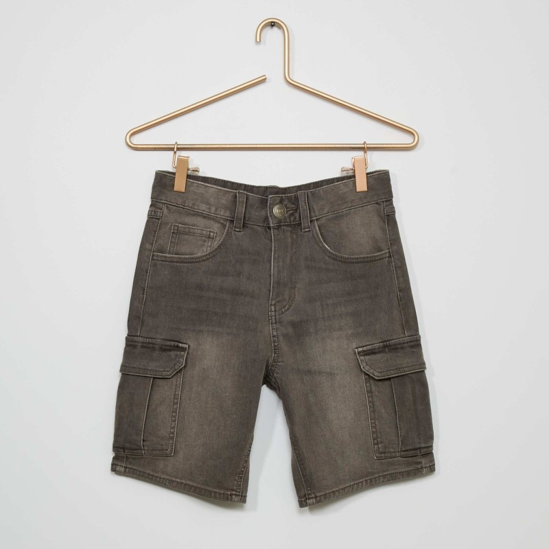 Bermuda en jean poches cargo - Gris