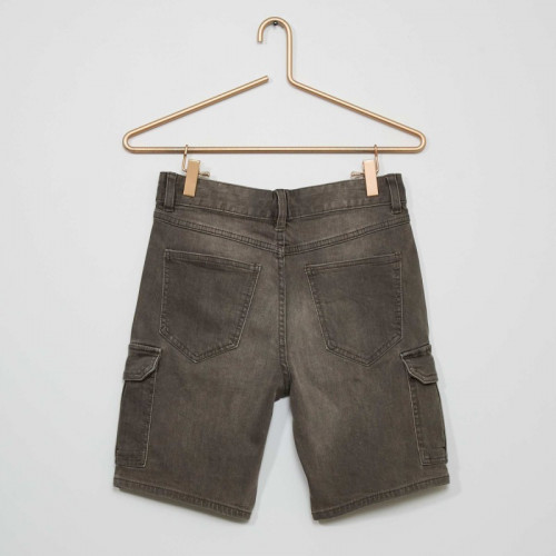 Bermuda en jean poches cargo - Gris