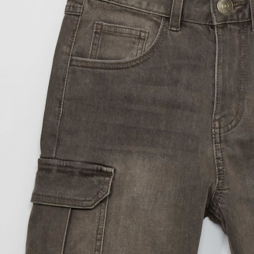 Bermuda en jean poches cargo - Gris