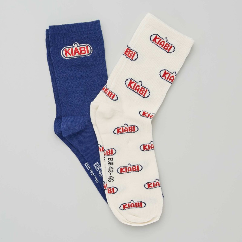 Chaussettes logo Kiabi vintage - unisexe - Bleu