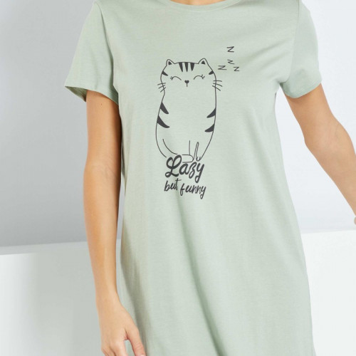 Chemise de nuit - Vert d'eau chat