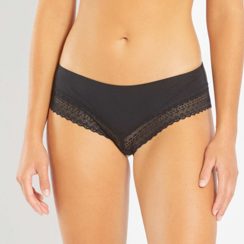 Lot de 3 shorties coton dentelle - Noir