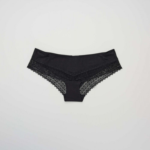 Lot de 3 shorties coton dentelle - Noir