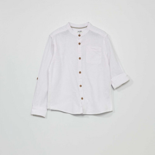 Chemise en lin col mao - Blanc