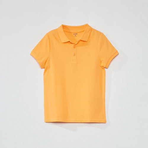 Polo en piqué de coton uni - Orange abricot