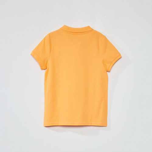 Polo en piqué de coton uni - Orange abricot