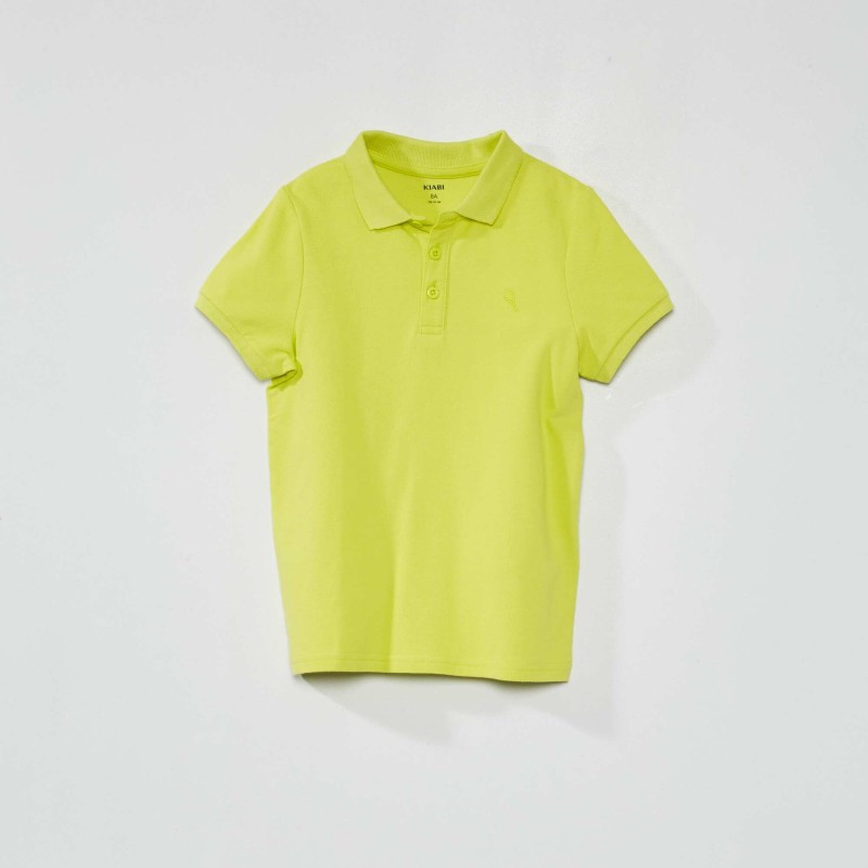 Polo en piqué de coton uni - Jaune