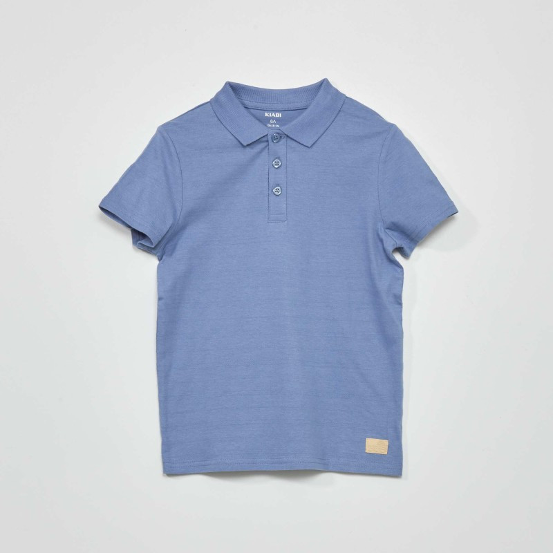 Polo en maille relief - Bleu