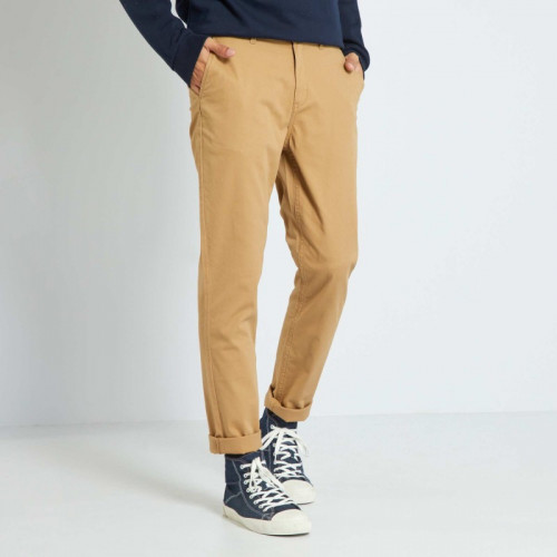 Pantalon chino en coton stretch - Beige