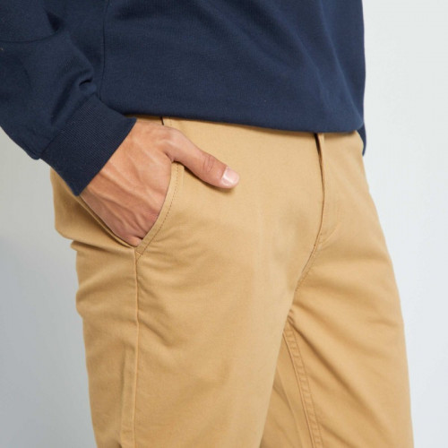 Pantalon chino en coton stretch - Beige