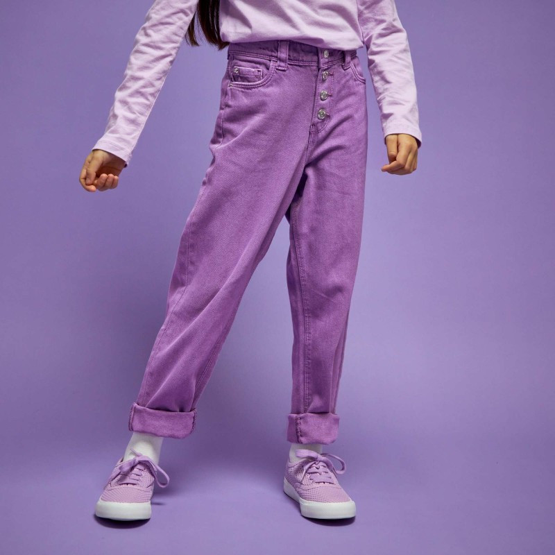 Pantalon denim coupe mom - Violet