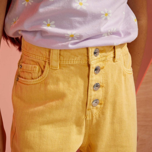 Pantalon denim coupe mom - Jaune