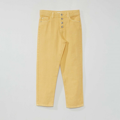 Pantalon denim coupe mom - Jaune