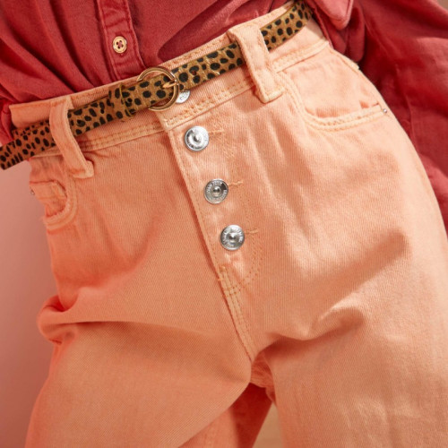 Pantalon denim coupe mom - Orange