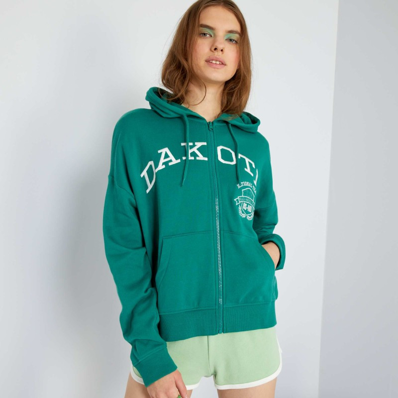 Sweat à capuche imprimé 'USA' - Vert