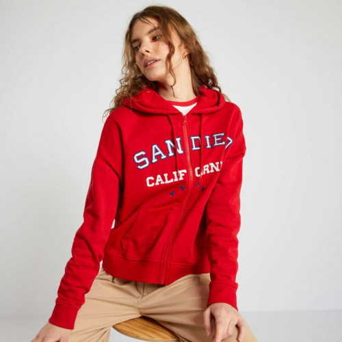 Sweat à capuche imprimé 'USA' - Rouge