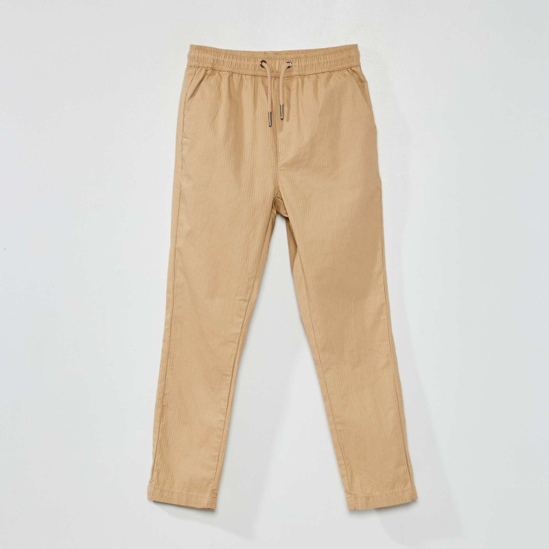 Pantalon uni à rayures - Beige