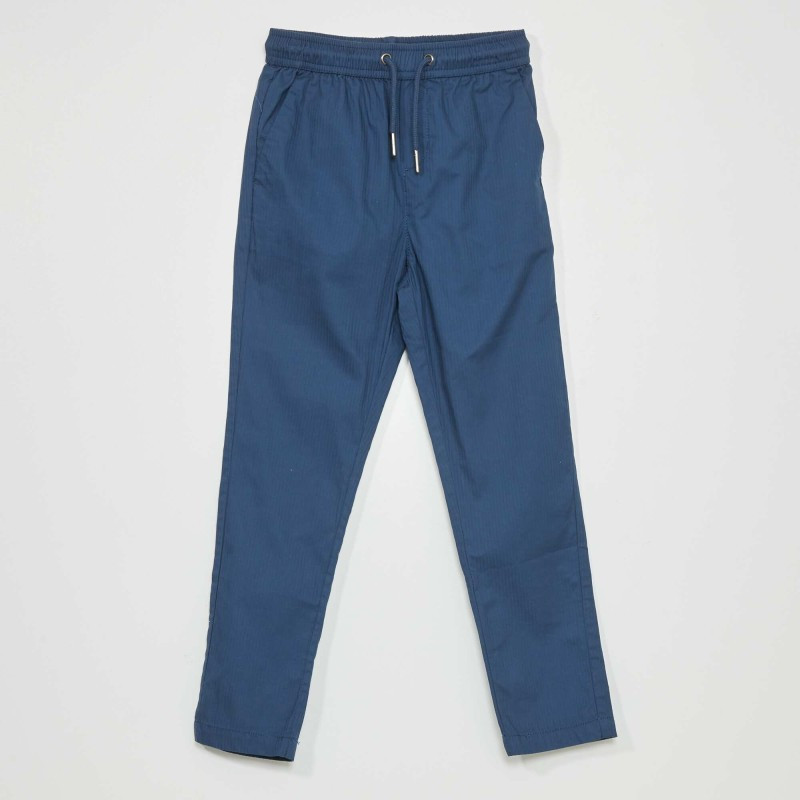 Pantalon uni à rayures - Bleu marine