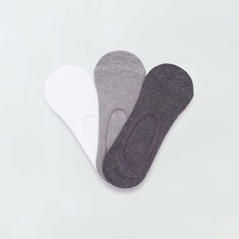 Lot de 3 paires de chaussettes invisibles - Gris