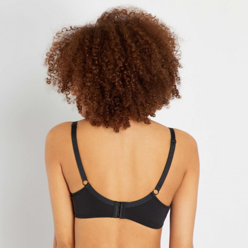 Soutien-gorge microfibre à fines rayures ajourées D&E - Noir