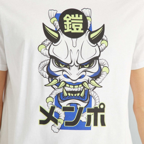 T-shirt imprimé à col rond - Blanc 'dragon'