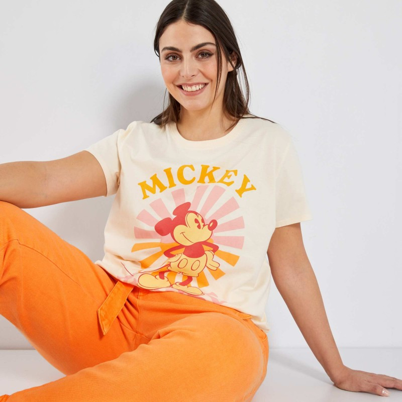 T-shirt manches courtes 'Mickey' - Ecru