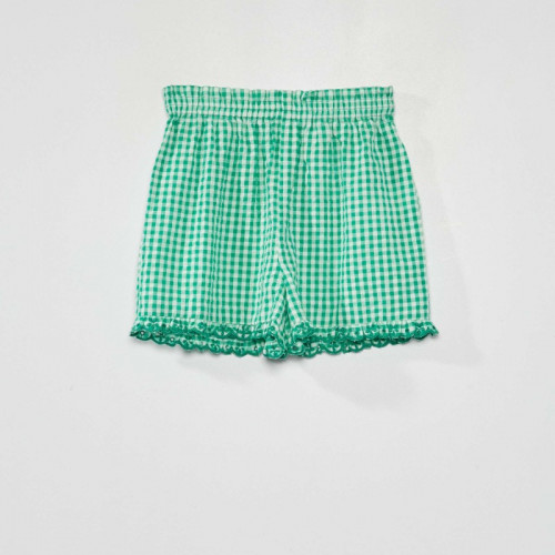 Short vichy et bords ondulés - Vert