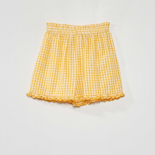 Short vichy et bords ondulés - Jaune