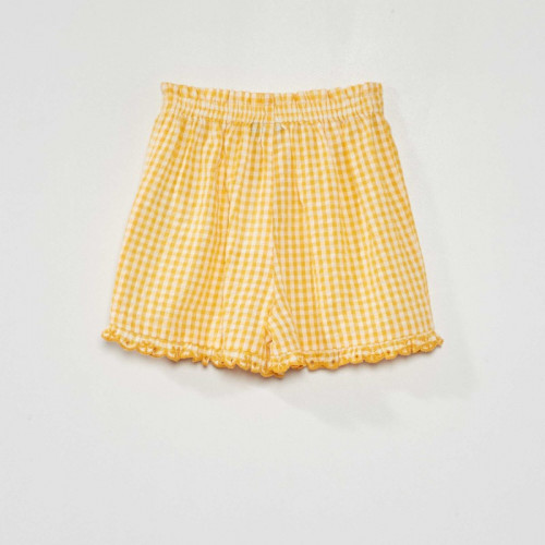 Short vichy et bords ondulés - Jaune