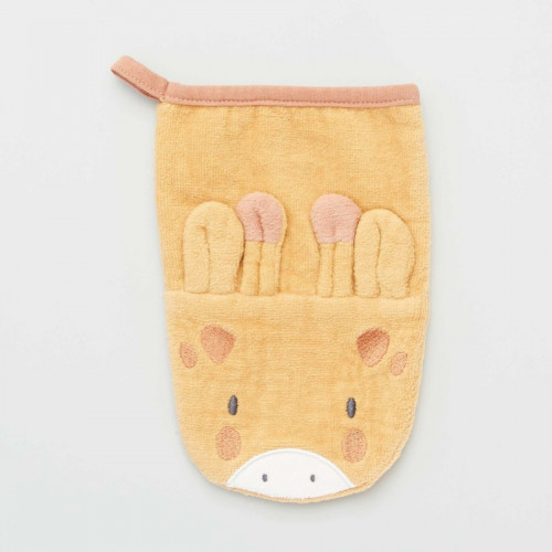 Lot de 2 gants de toilette 'animaux' - Jaune