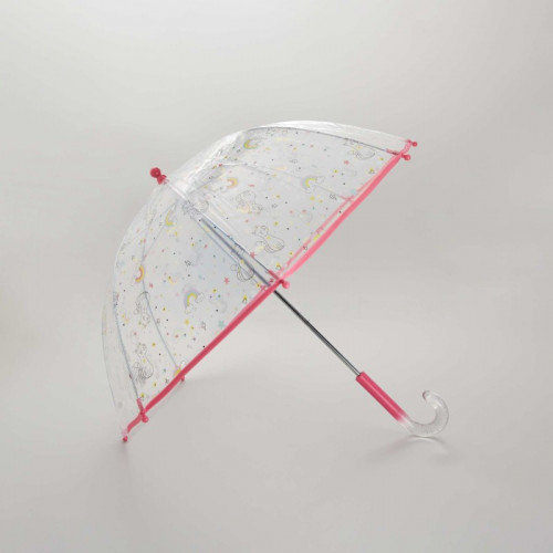 Parapluie transparent 'chat et arc-en-ciel' - Rose