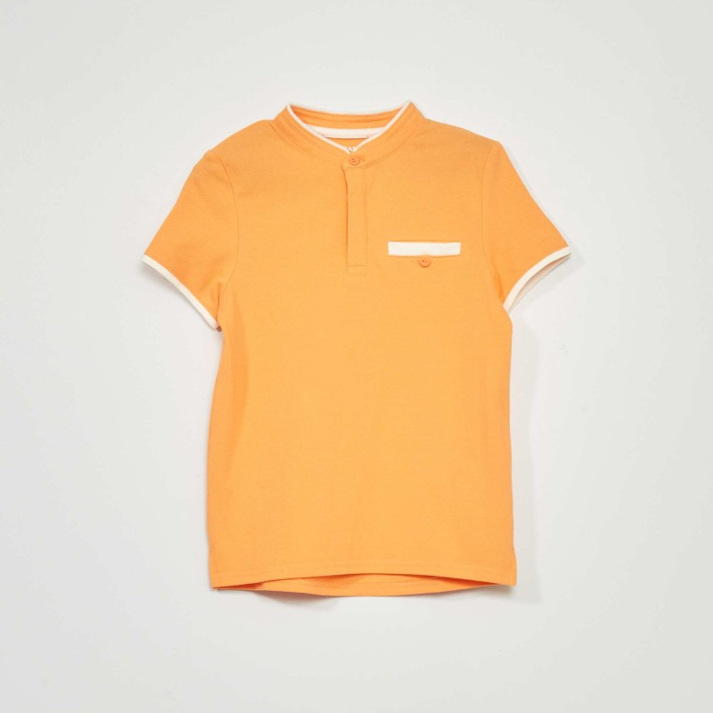 Polo en piqué de coton - Orange abricot