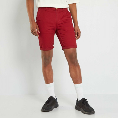 Bermuda chino droit - Rouge bordeaux