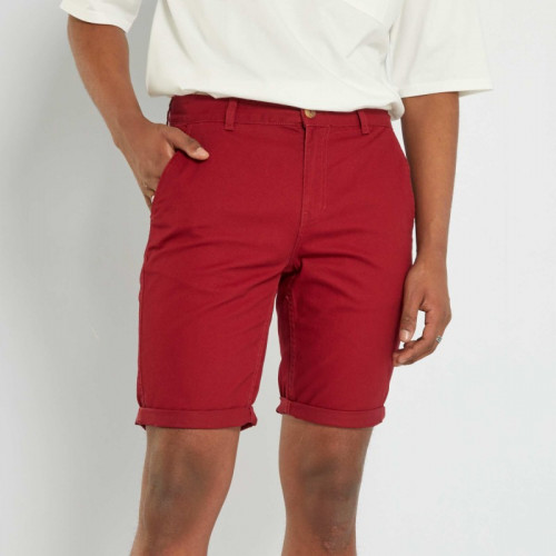 Bermuda chino droit - Rouge bordeaux