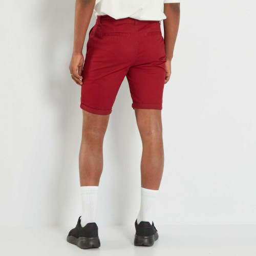 Bermuda chino droit - Rouge bordeaux