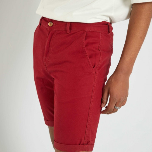 Bermuda chino droit - Rouge bordeaux