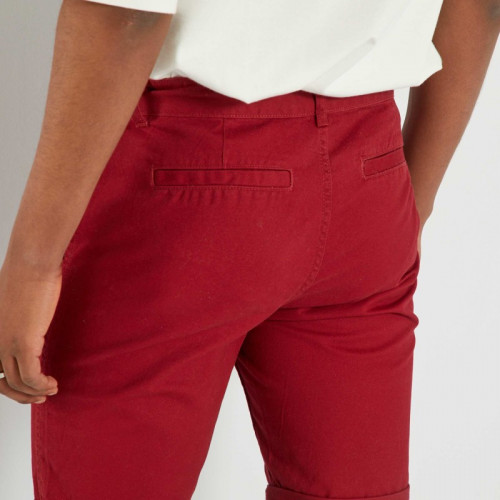 Bermuda chino droit - Rouge bordeaux