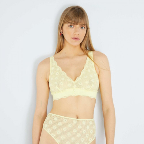 Soutien-gorge triangle en dentelle - Jaune