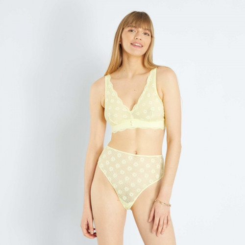 Soutien-gorge triangle en dentelle - Jaune