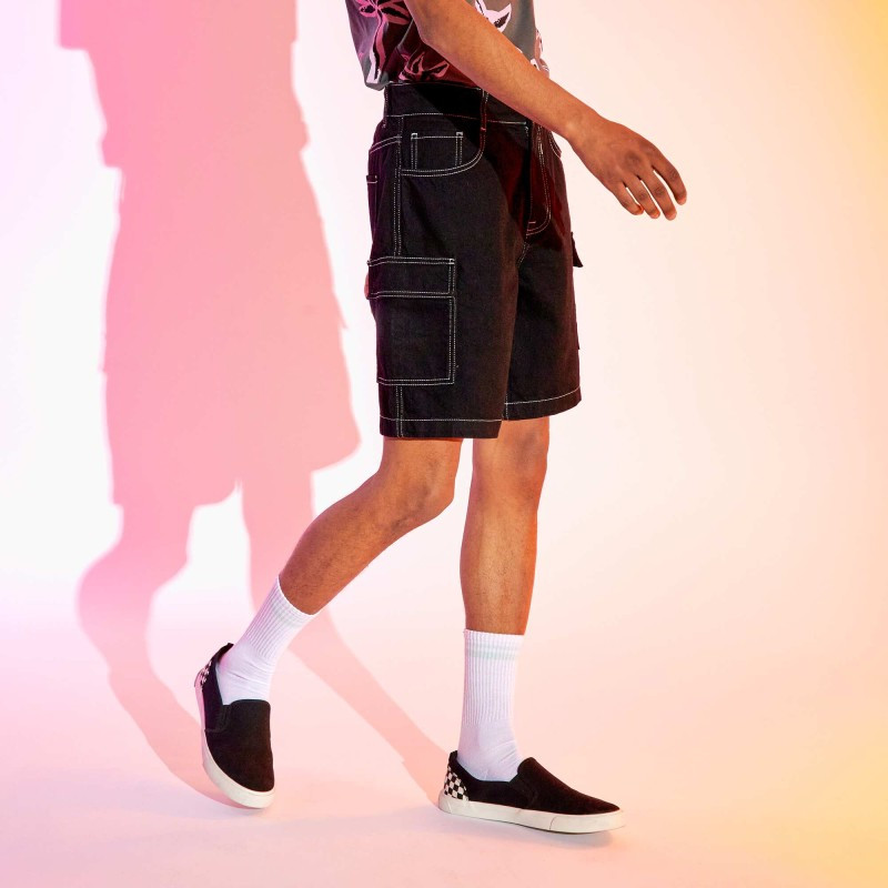 Short bermuda en denim - Noir