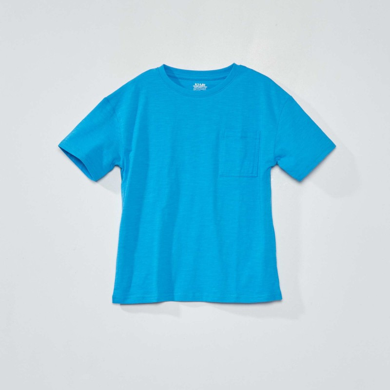 T-shirt en jersey avec poche - Bleu