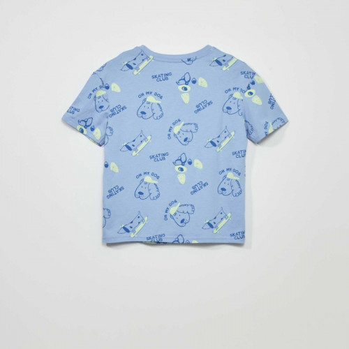 T-shirt imprimé avec poche poitrine - Bleu