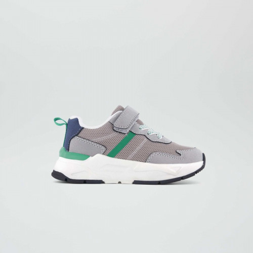 Baskets tricolore type running - Gris clair