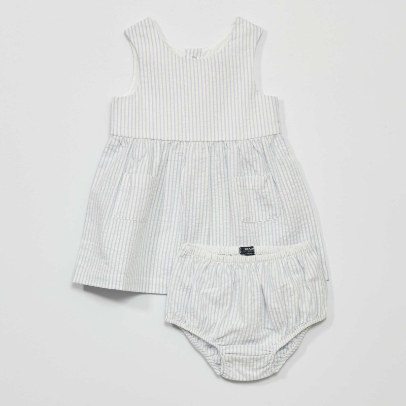 Robe en voile de coton avec bloomer - Blanc