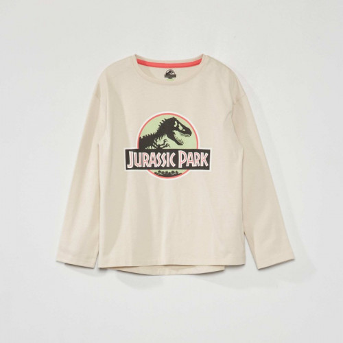 T-shirt 'Jurassic Park' manches longues - Ecru