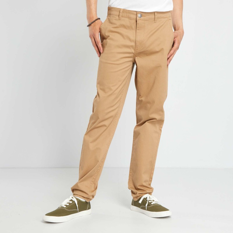 Pantalon chino en coton stretch - Beige